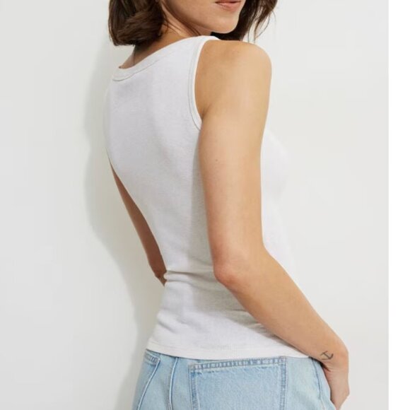 Nola Ribbed Tank Top White | Dynamite - Picture 2 of 3